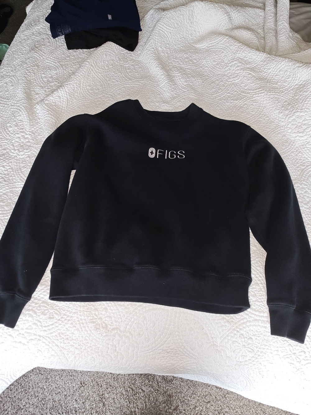 Figs Black Crewneck Sweatshirt with White Logo